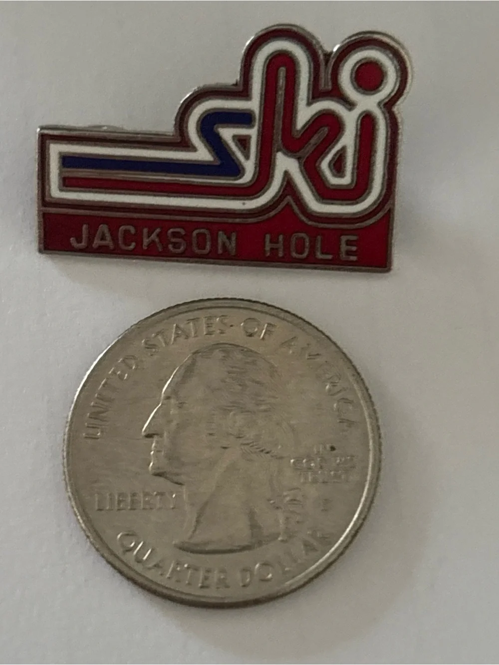 Jackson Hole Ski Enamel Pin - Red, White & Blue